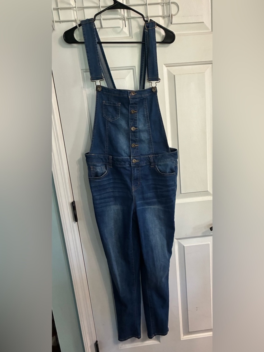 Wax Jean Dark Blue Denim Button-Front Bib Overalls